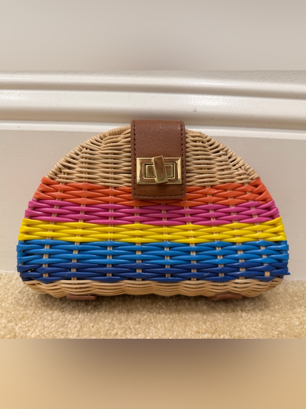 BP. by Nordstrom Rainbow Woven Rattan Crossbody Clutch Bag